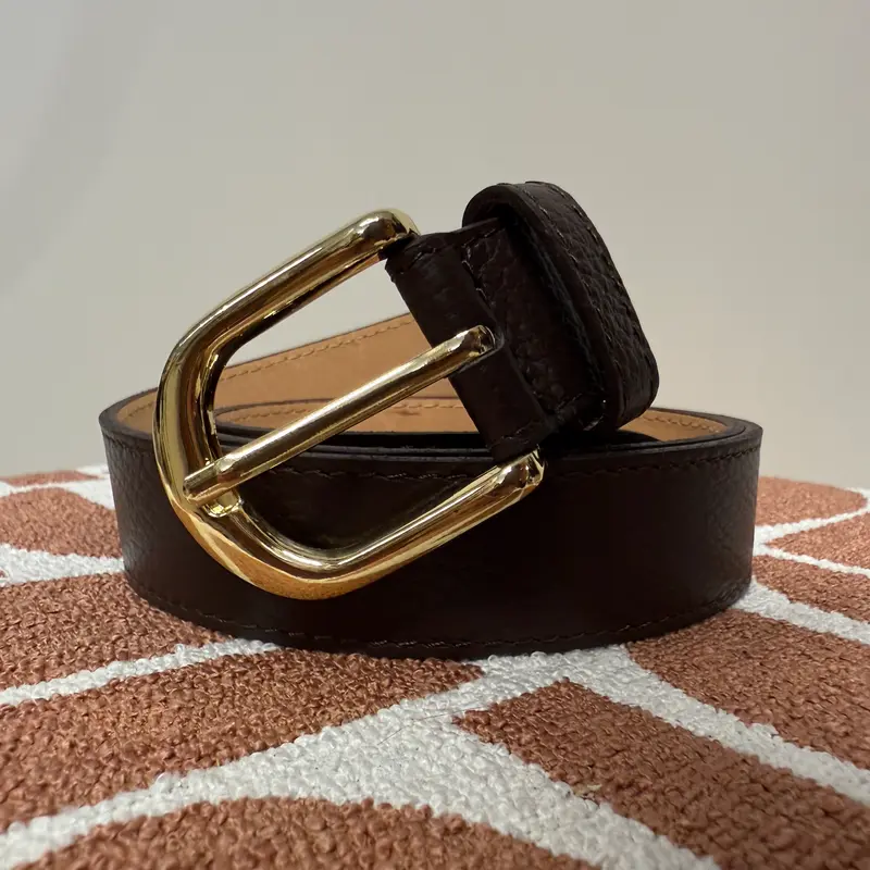 Riem Suus Leer Donkerbruin Goud