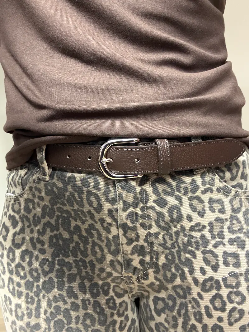 Riem Suus Leer Donkerbruin Zilver