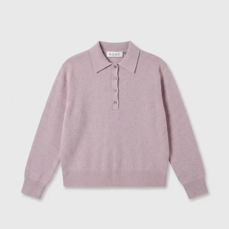 Róhe Compact Mouliné Poloshirt Pink Melange
