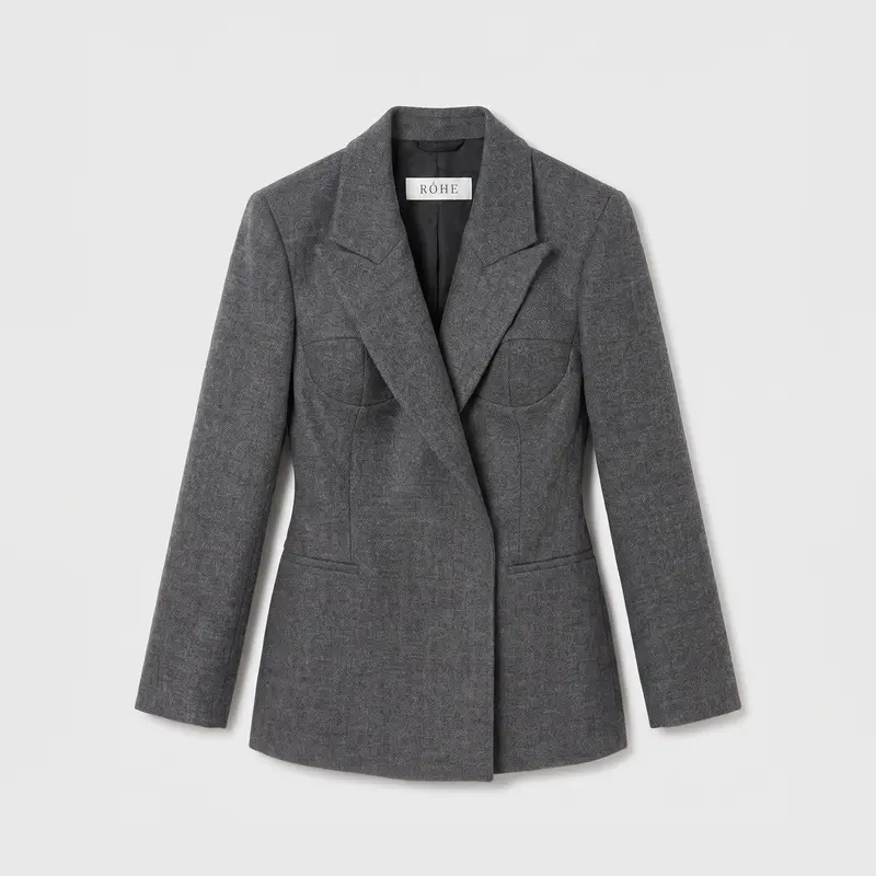 Róhe Cup Detailed Blazer Grey Melange