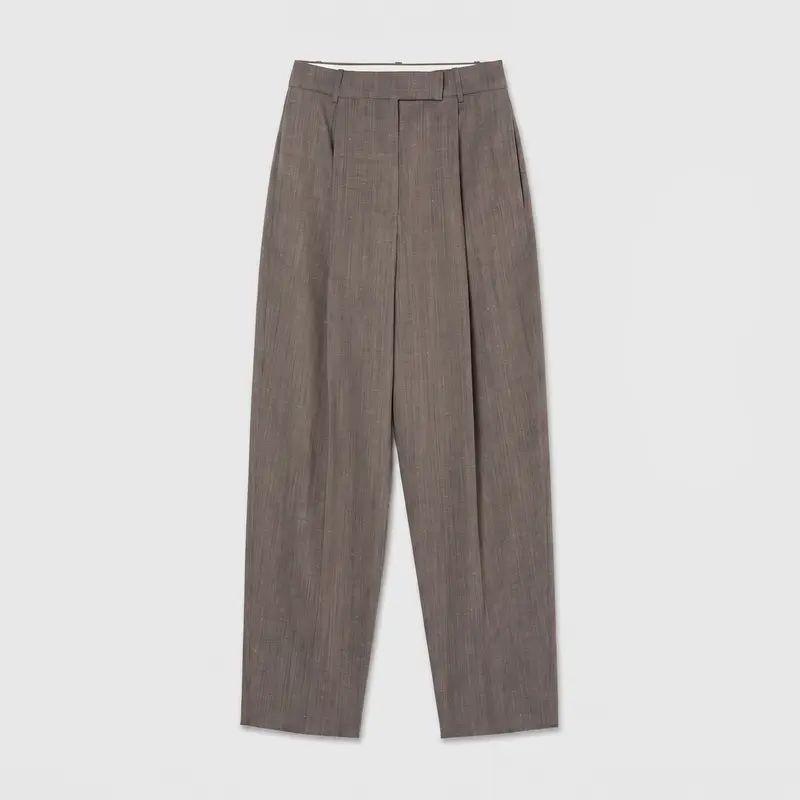 Róhe Daria Single Pleat Tapered Trousers Earth Slub