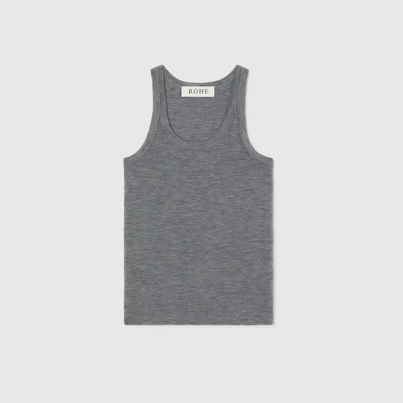 Róhe Merino Scoop Neck Top Mid Grey Melange
