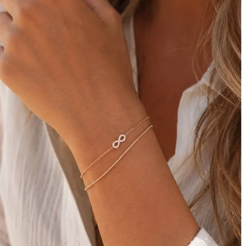 Rosé gold plated zilveren bolletjes armband