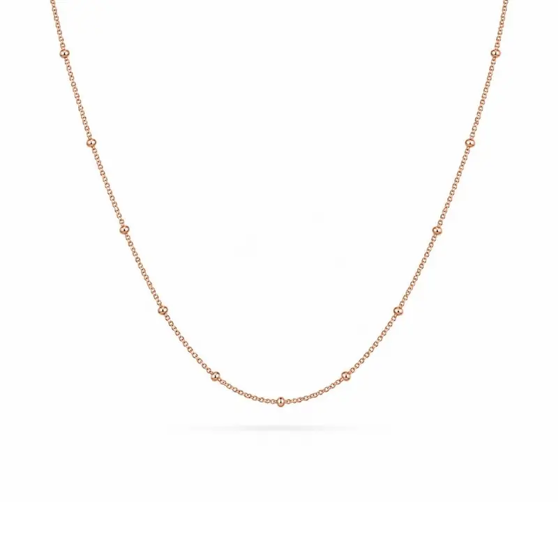 Rosé gold plated zilveren bolletjesketting Elisa