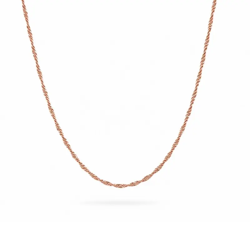 Rosé gold plated zilveren ketting Singapore met gedraaid ontwerp