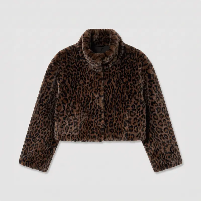 Rotate Faux Fur Crop Jacket Desert Palm Comb.