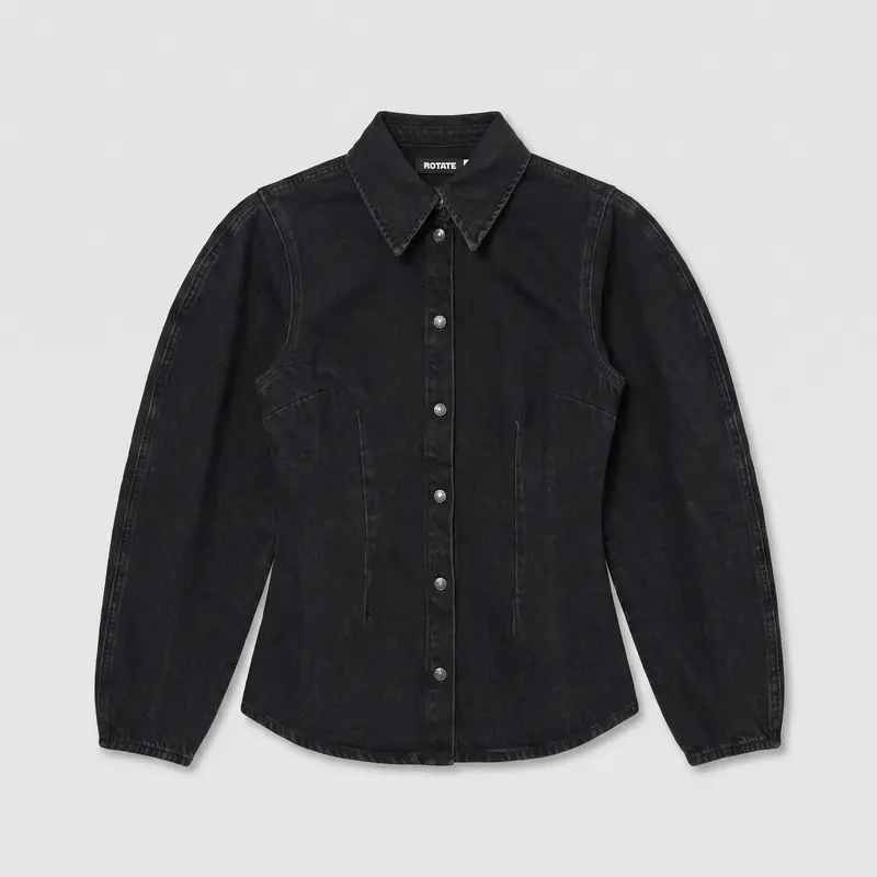 Rotate Fitted Denim Shirt Black Denim