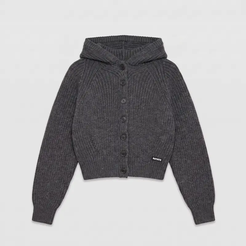 Rotate Knit Boxy Hoodie Gray