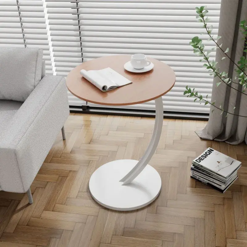 Round Side Table – Wood and Steel, Modern Design for the Living Room or Bedroom