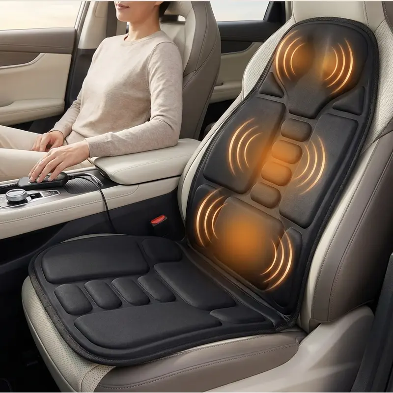 Rugsteun met massage – draaiende koppen, losse warmte en een autostekker