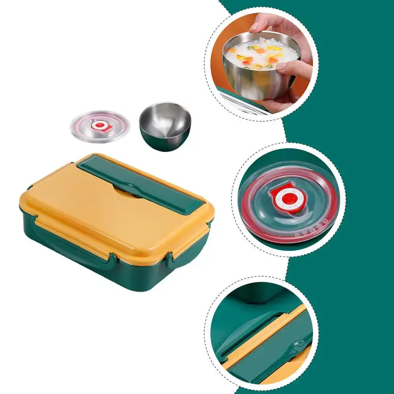 RVS Lunchbox met Vakken – 1,5L Bentobox met Extra Bakje