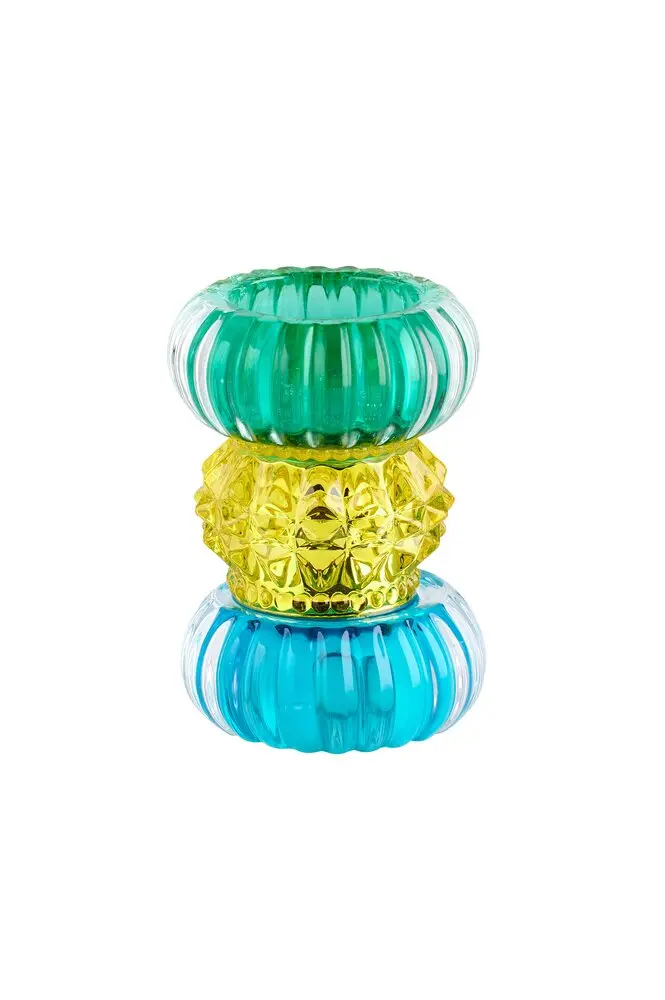 Sari kristalglas waxinelichthouder blauw groen Gift Company
