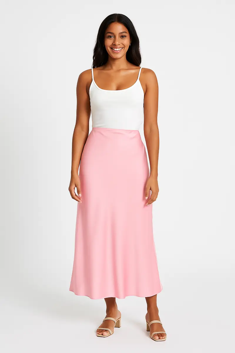 Satijnen Midi Rok met Glanslook