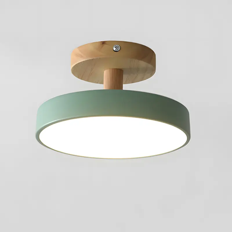 Scandinavian Ceiling Light with Wooden Base in Soft Pastel Design