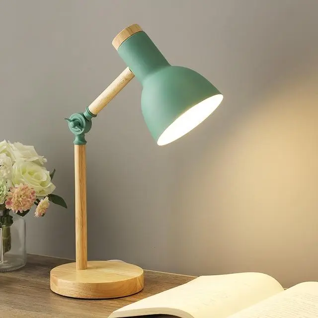 Scandinavian-Style Wooden Desk Lamp, Height-Adjustable