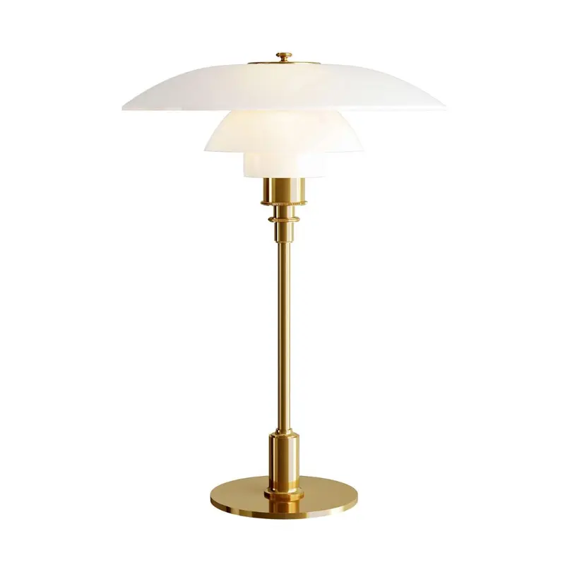 Scandinavian Table Lamp – White/Gold Glass, Modern Design for the Living Room or Bedroom