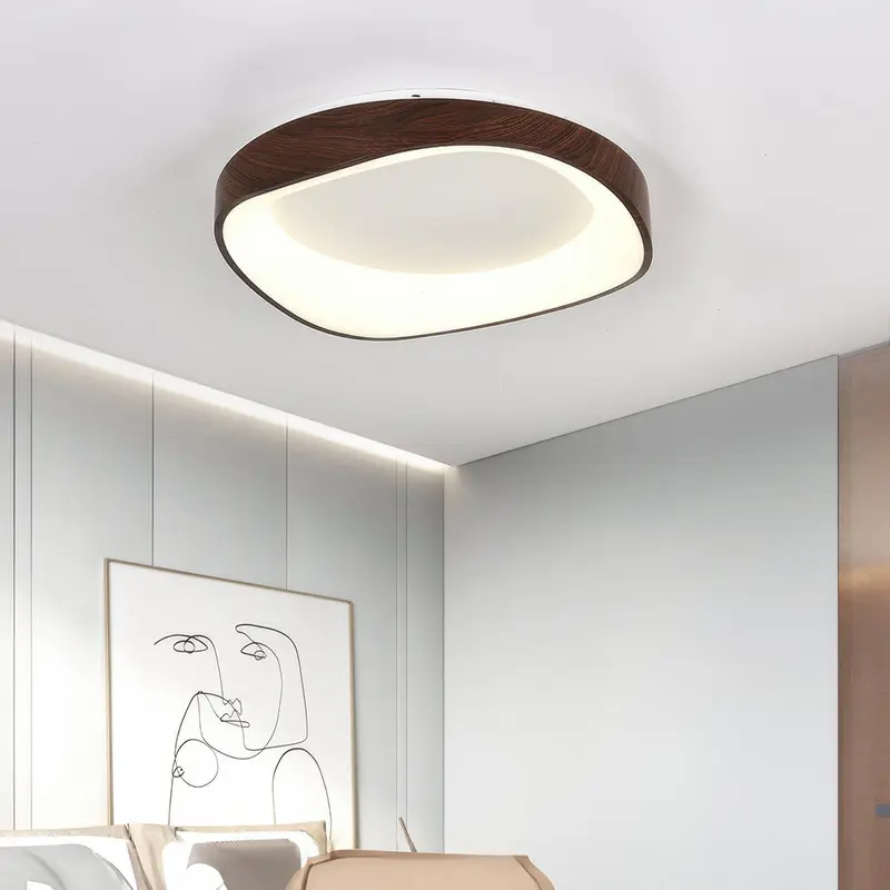 Scandinavische Plafondlamp met Houtlook – Energiezuinige LED Verlichting – Modern Design voor Woonkamer & Slaapkamer