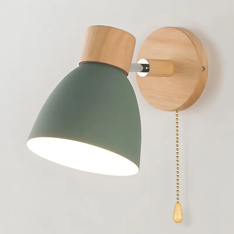 Scandinavische Wandlamp van Hout met Schakelaar