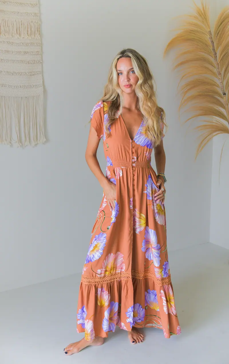 SERENDIPITY PRINT CARMEN MAXI DRESS