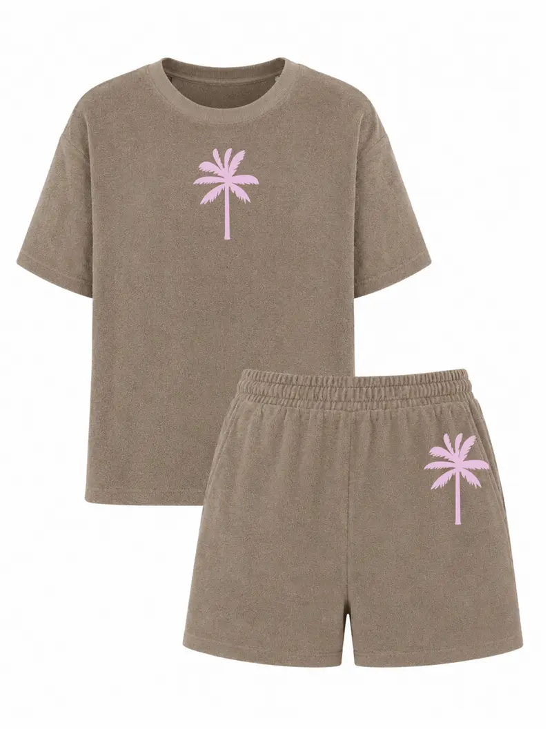 Set Badstof Palm Light Pink Brown | NOTE