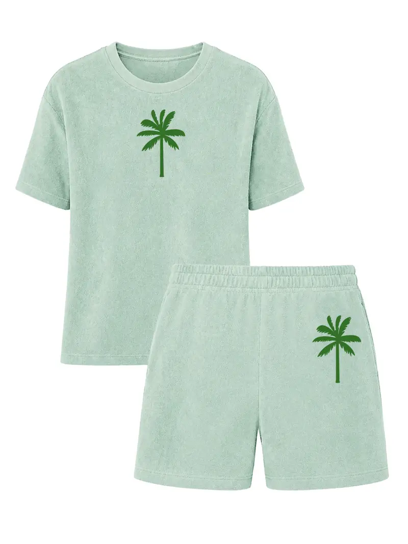 Set Badstof Palm Tree Green Velvet | NOTE