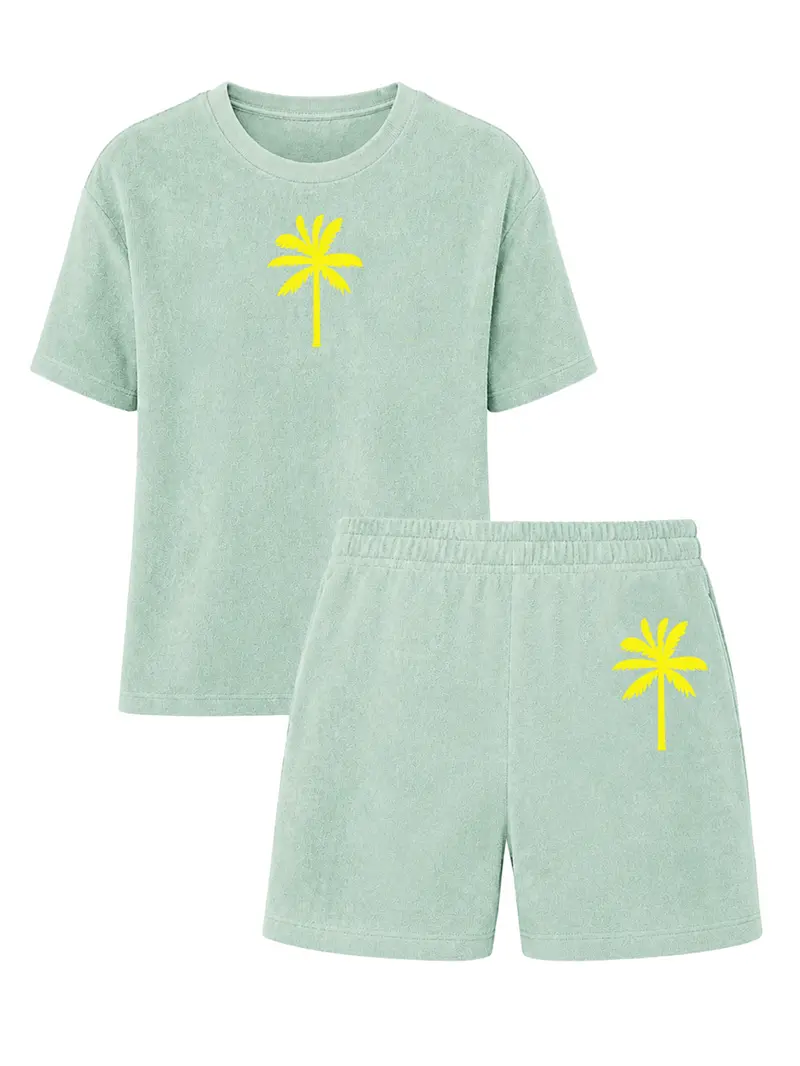 Set Badstof Palm Tree Neon Yellow Velvet | NOTE