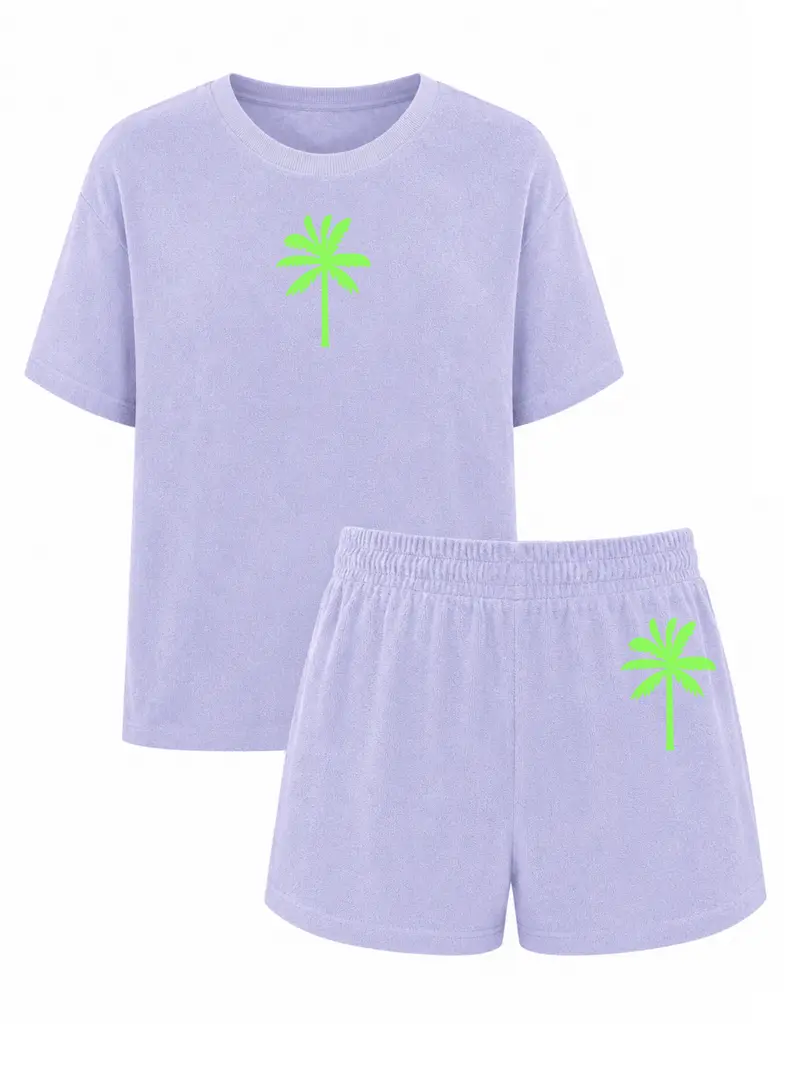 Set Badstof Palmtree Neon Green Velvet | NOTE