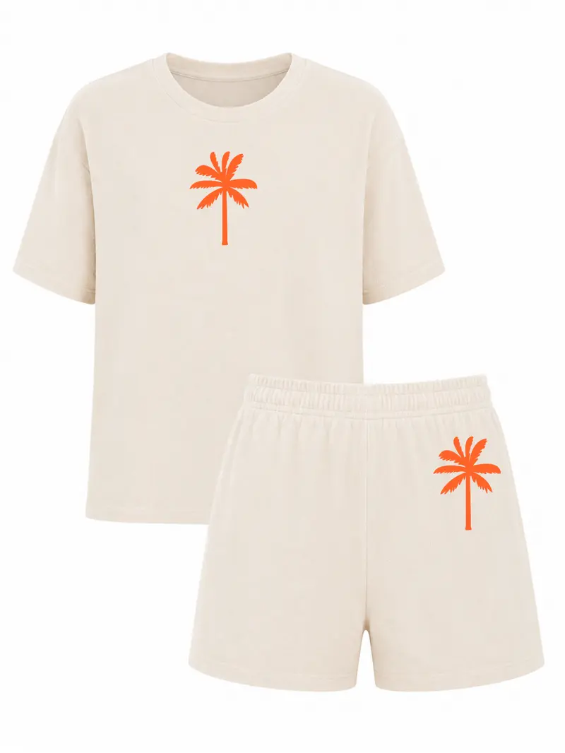 Set Badstof Palmtree Neon Orange Velvet | NOTE