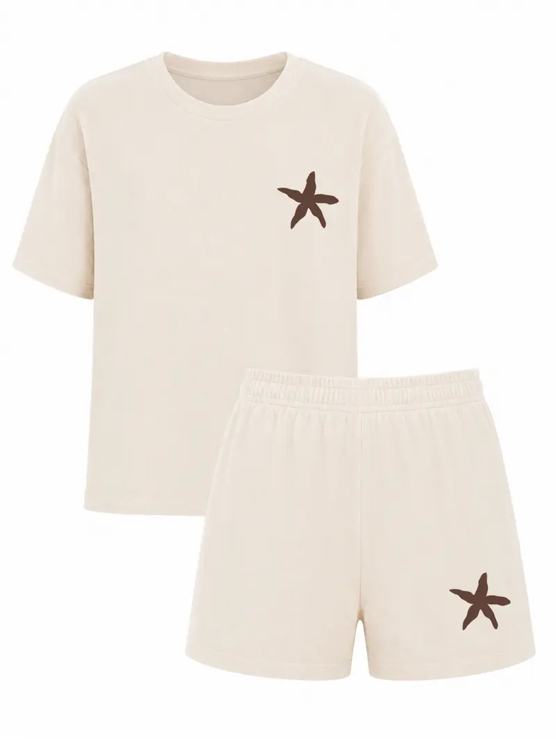 Set Badstof Starfish Brown Velvet Offwhite