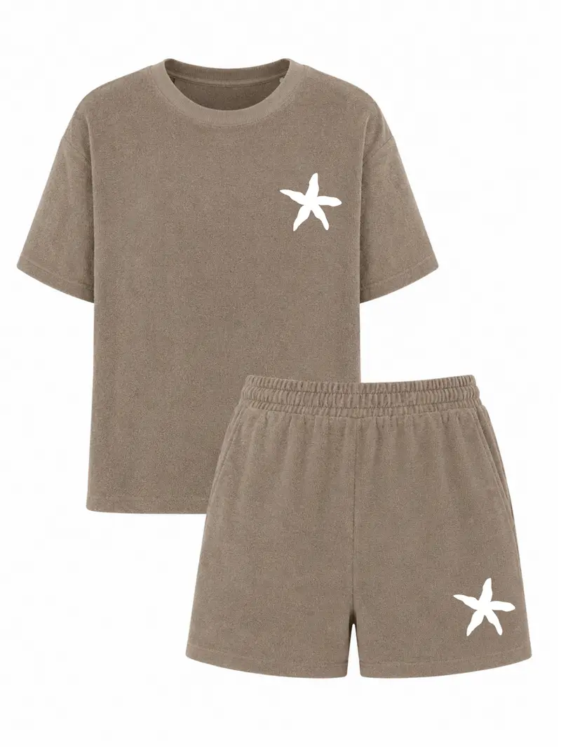Set Badstof Starfish White Velvet Brown