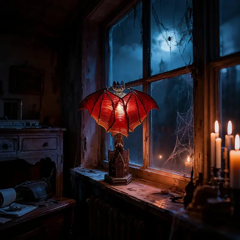 Sfeerlamp met vleermuisvleugels – resin, spookhuisvoet, USB