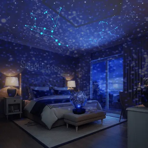 Sfeerprojector – kleur, helderheid en snelheid via afstandsbediening