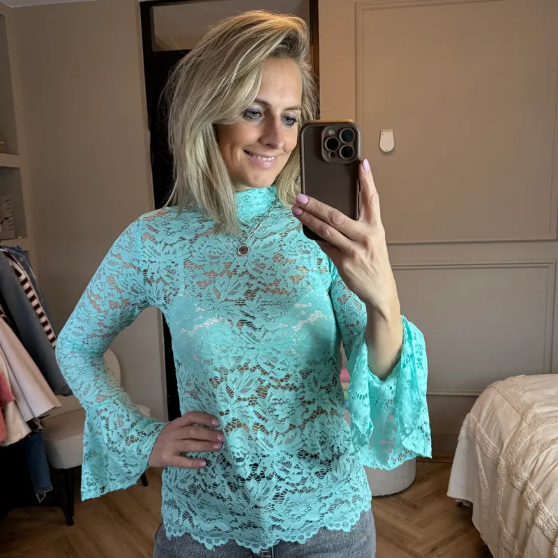 Shirt Daisy Kant Aqua
