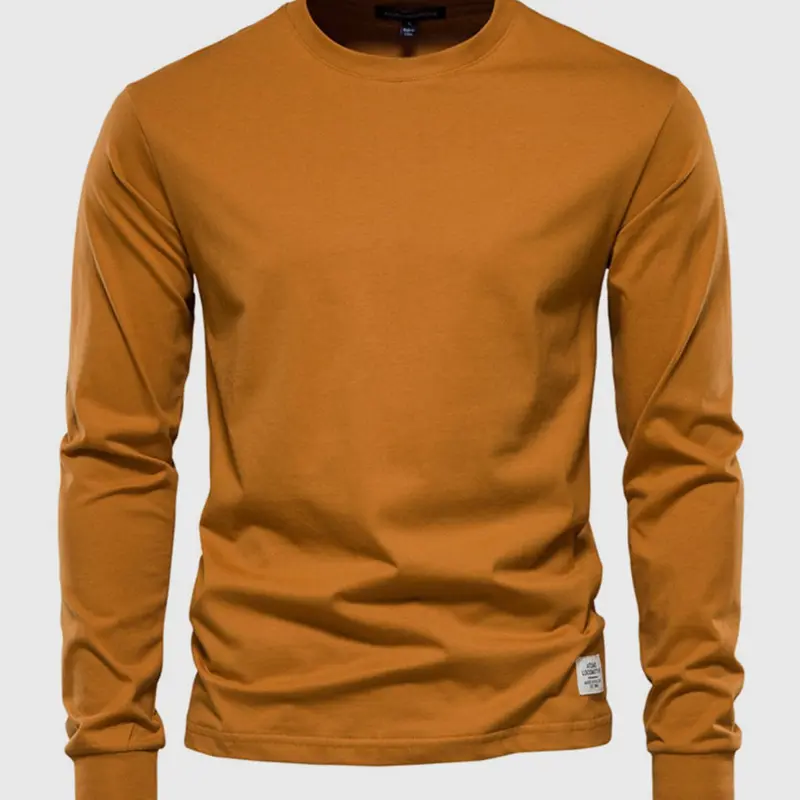 Shirt met lange mouw – katoen, ronde hals en geribde boorden