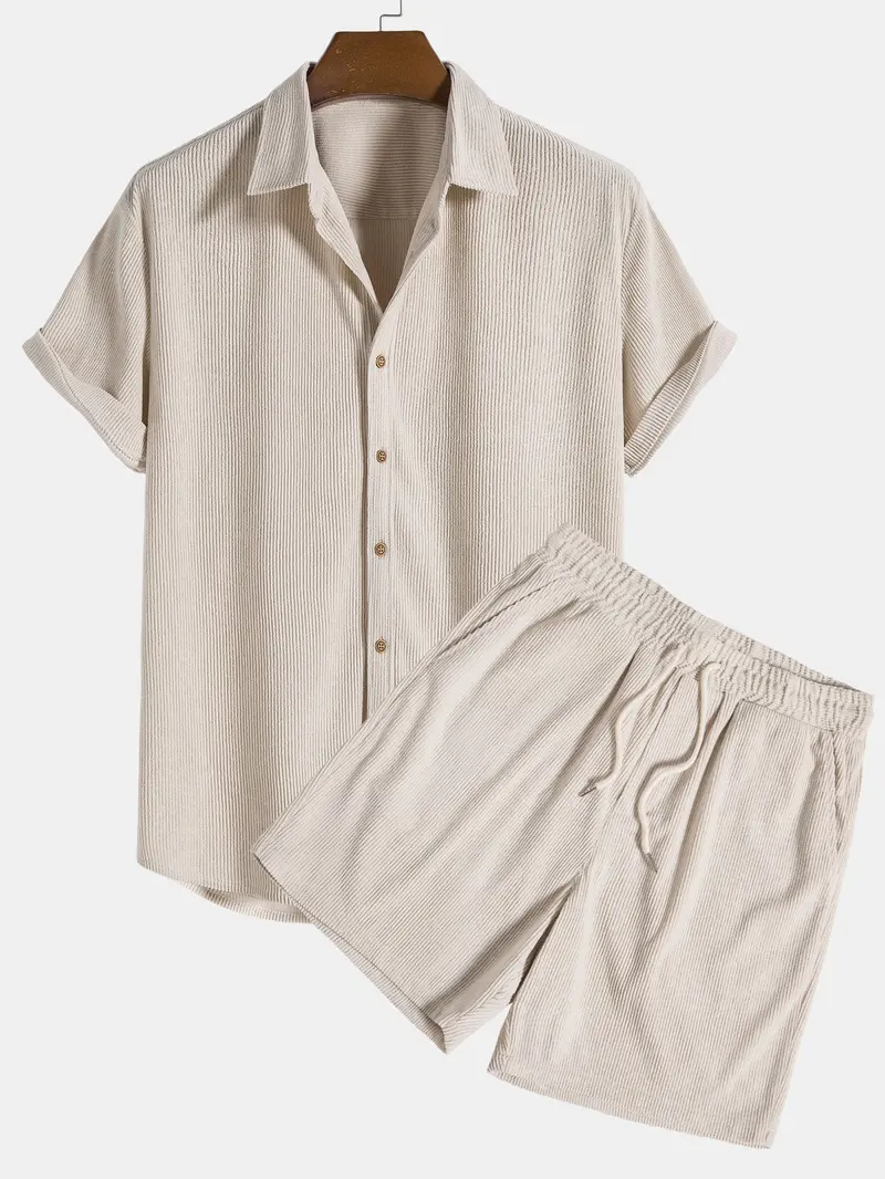 Short Sleeve Shirt & Shorts met Textuur – Tweedelige Zomerset