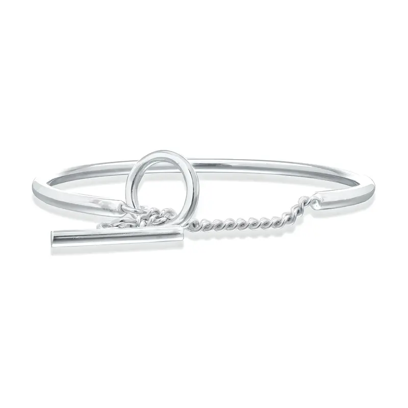 Silver bracelet with toggle switch