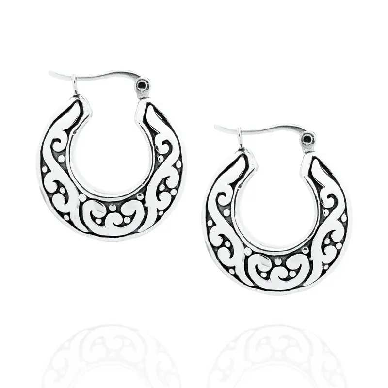 Silver earrings, oriental style