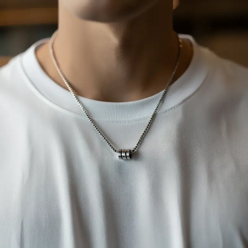 Silver Steel Urban Pendant Necklace