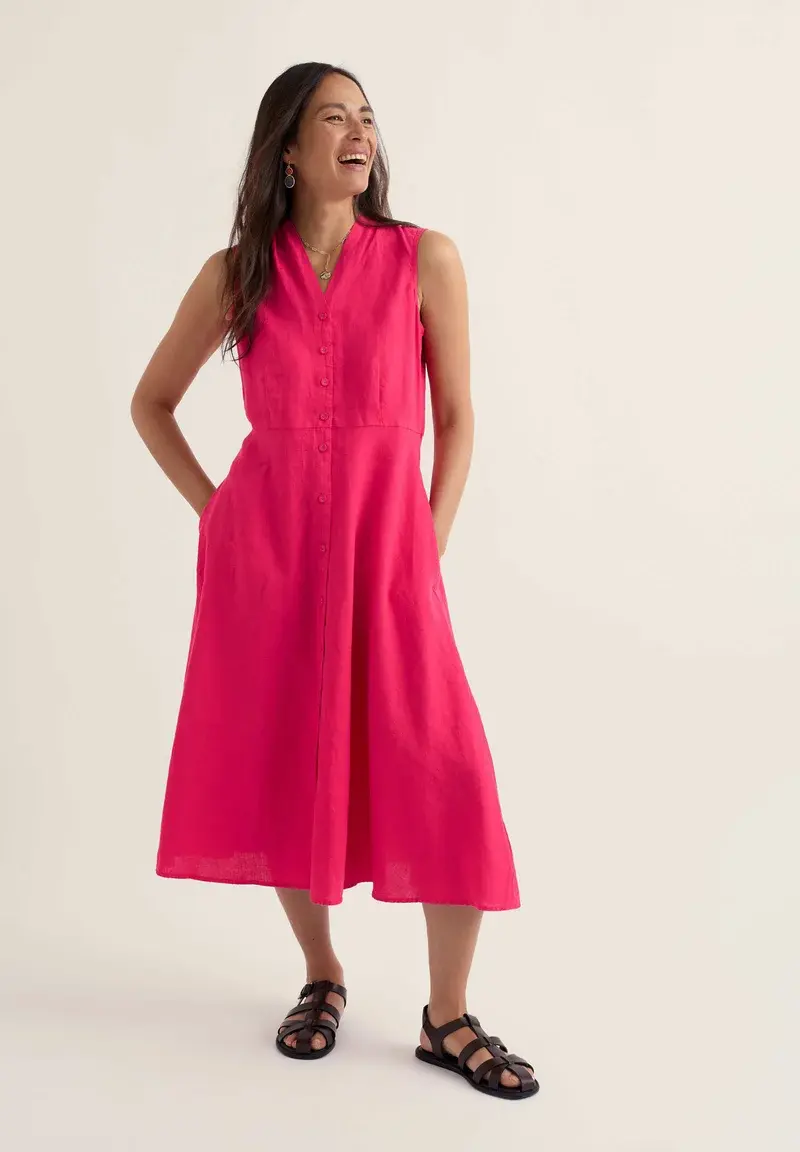 Sleeveless Carved Wood Dress Regular Bright Radish