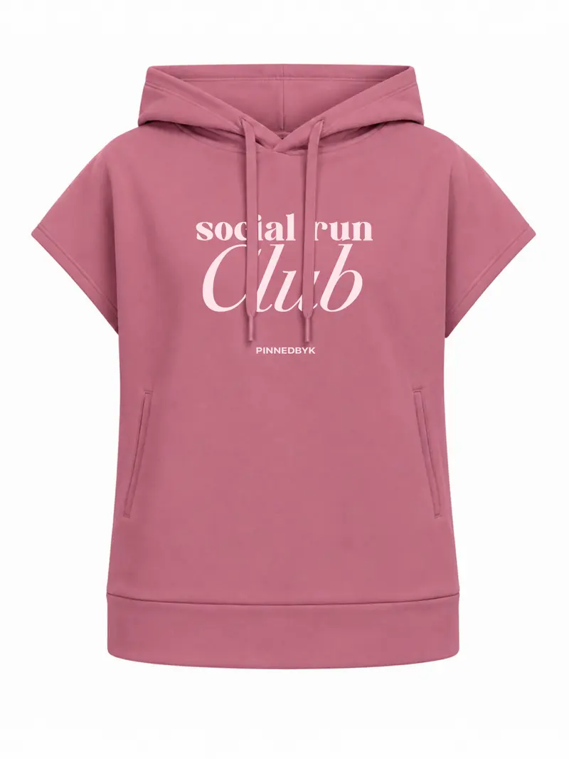 Sleeveless Hoodie Social Run Club Pink