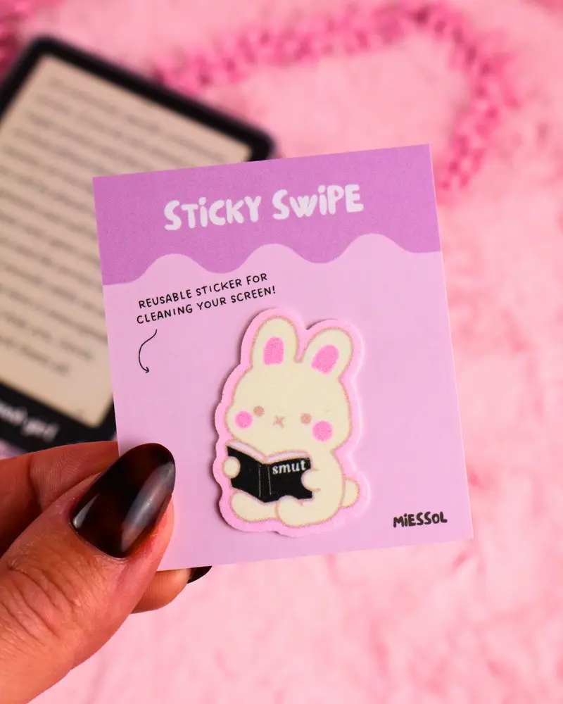 Smut Bunny Sticky Swipe- A Reusable Sticker for Romance Readers
