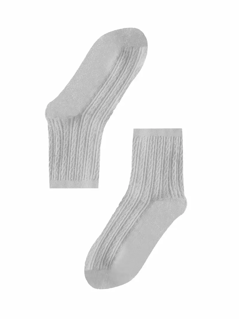Socks Femme Silver Glitter Short - Light Grey