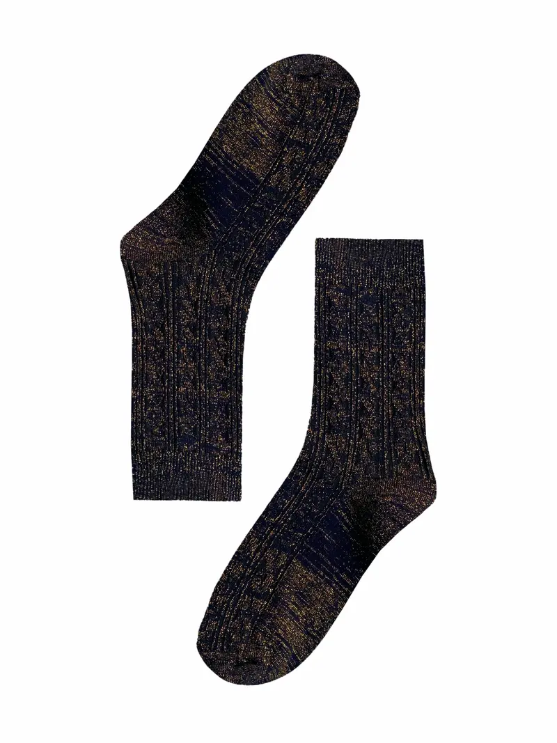 Socks Gold Glitter Femme - Black