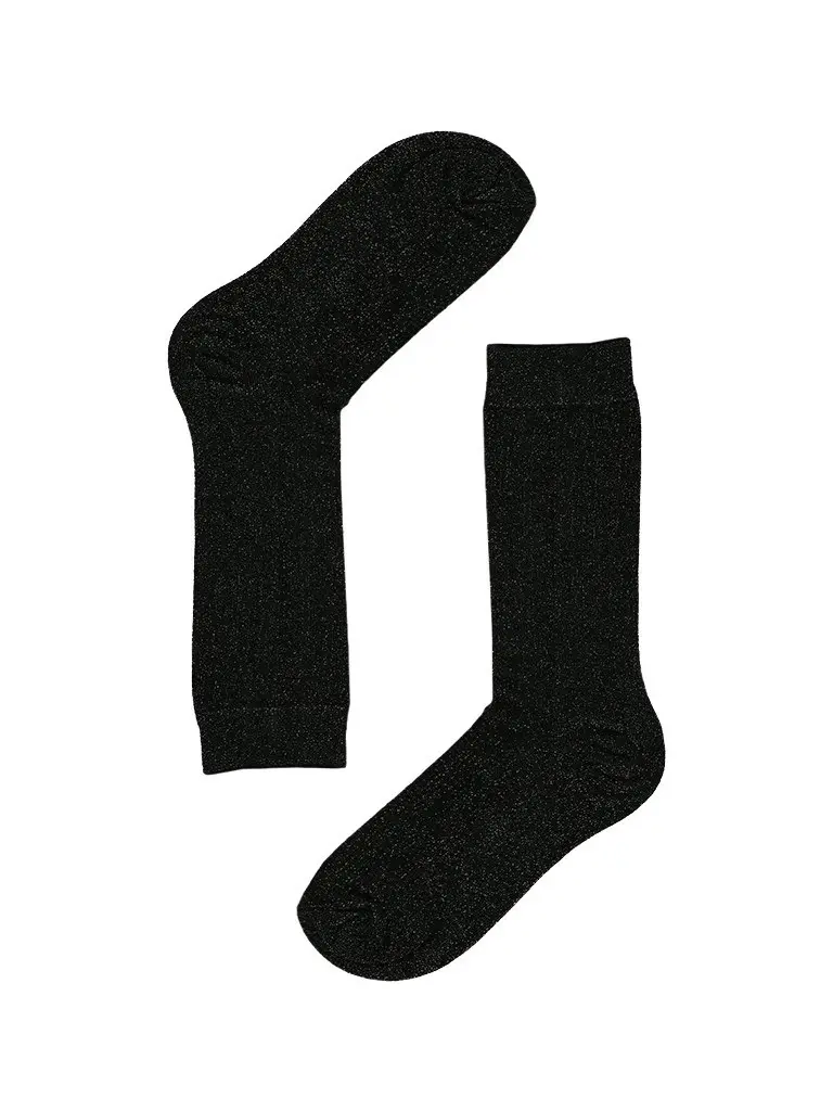 Socks Long Black Glitter - Black