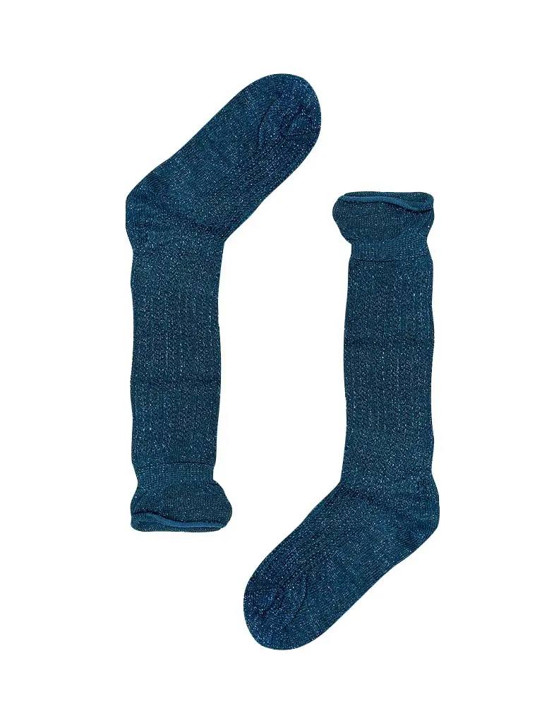 Socks Long Glitter Blue