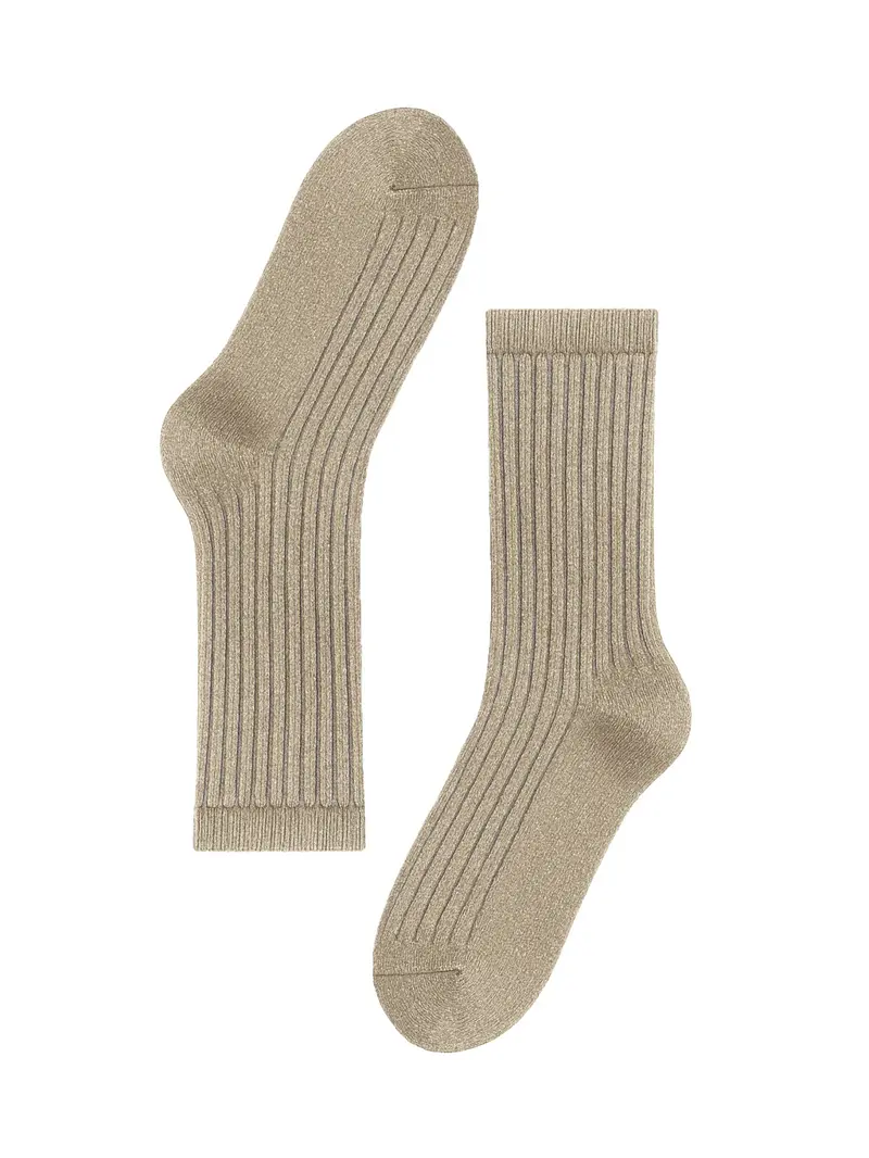 Socks Long Stripes Glitter - Nude