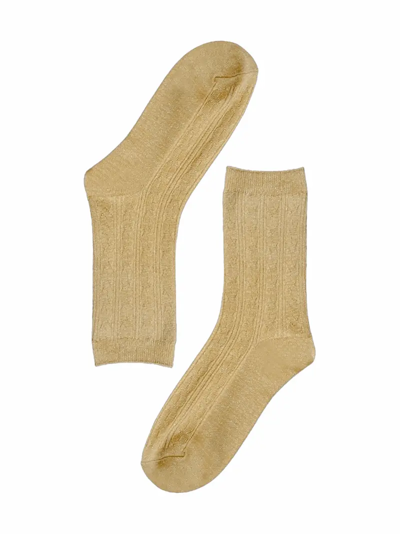 Socks Silver Glitter Stripes Femme - Gold