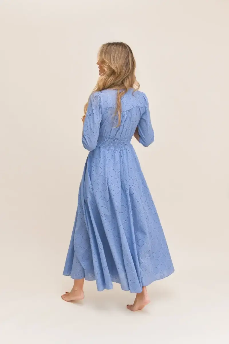 SOL EMBROIDERED BLUE INDIANA MAXI DRESS