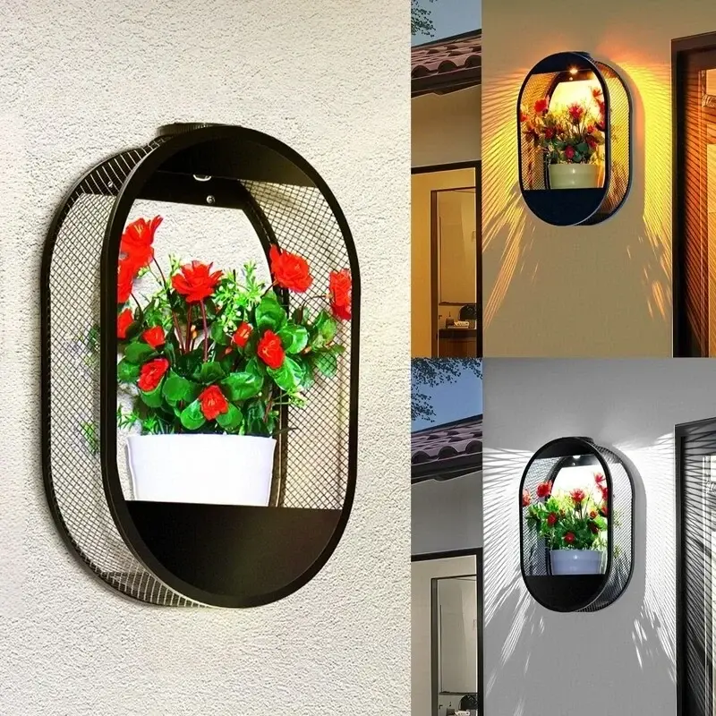 Solar wandlamp met plantenbak – waterdicht en volledig draadloos