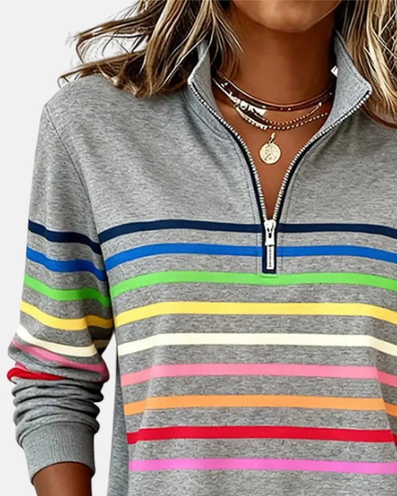 Sophie | Modisches Sweatshirt mit Regenbogenstreifen